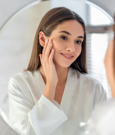 Woman with clear, radiant skin